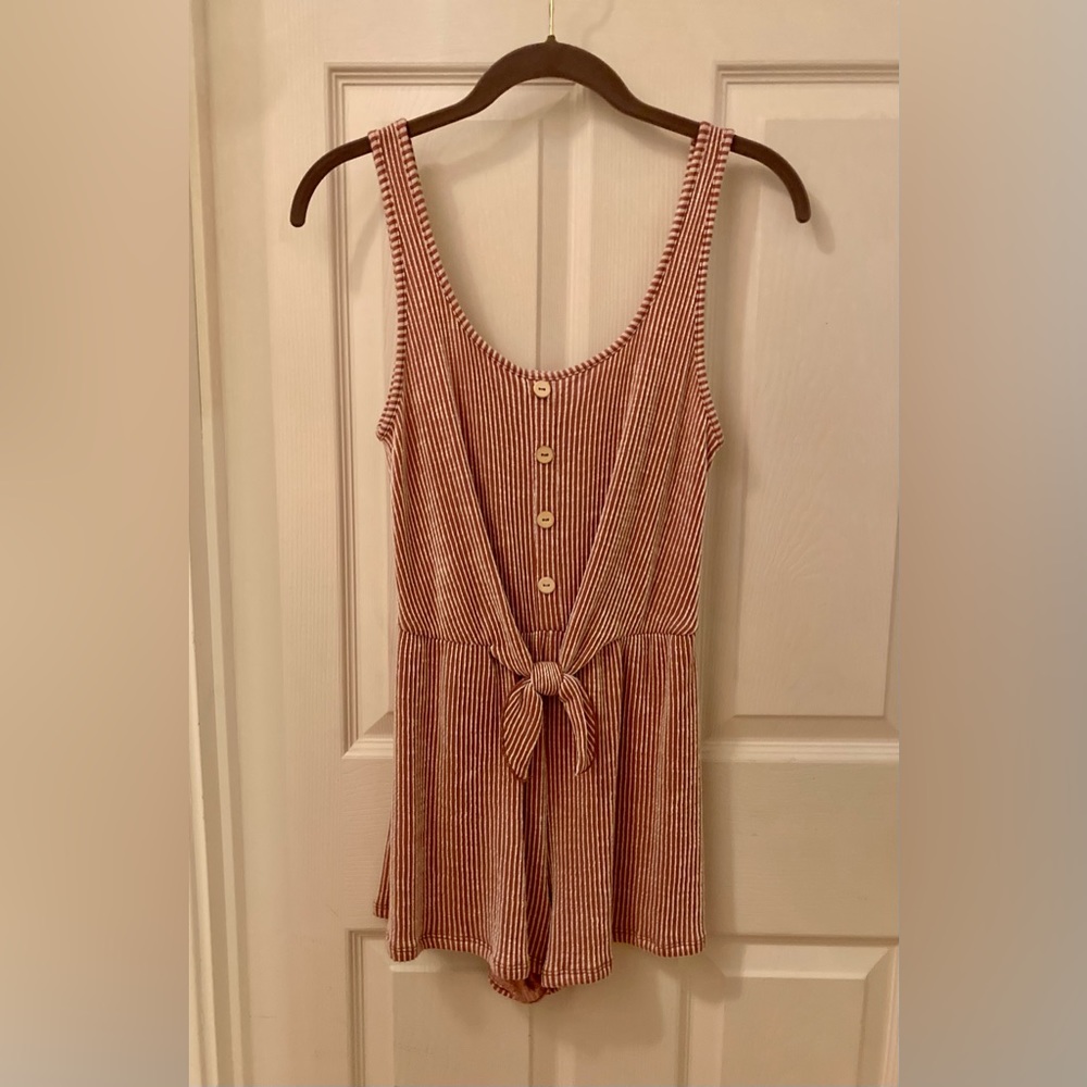 Comfy striped mauve romper S